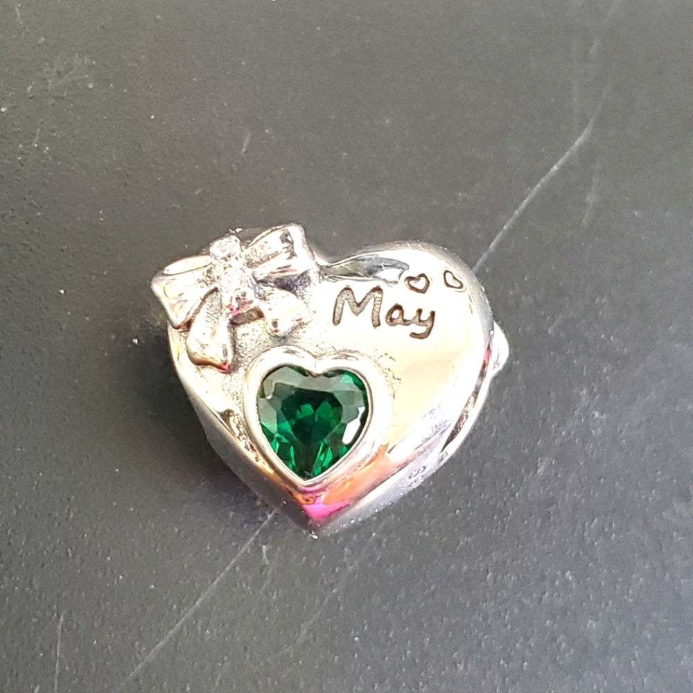 Sterling Silver 925 May Birthstone Emerald Charm or Pendant